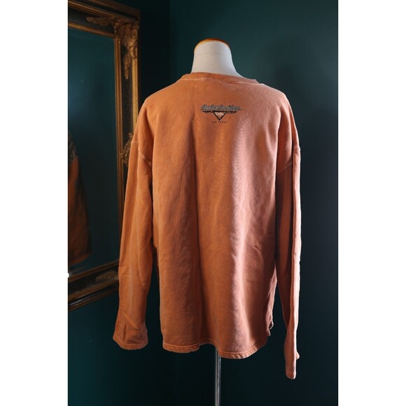 Vintage 90s Harley Davidson Orange Crewneck Sweatshirt Las Vegas Cafe Men’s - Picture 6 of 11